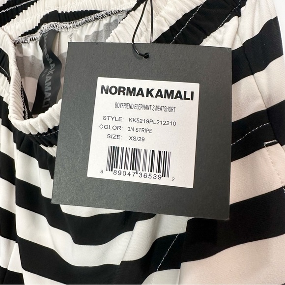 NEW Norma Kamali Boyfriend Elephant Sweat Short 3/4 Stripe Black White Size XS - Picture 7 of 7